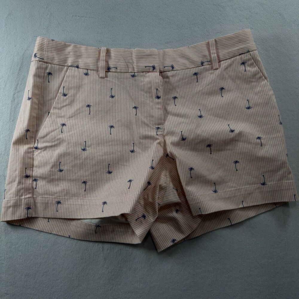 Nautica Women's Stretch Twill Shorts Size 10 Striped Palm Tree Embroidered